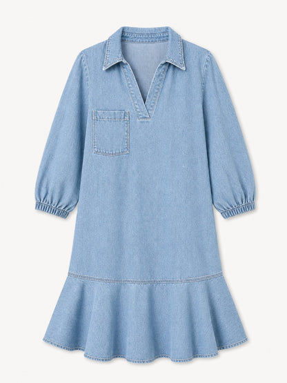Knee-Length Denim Dress