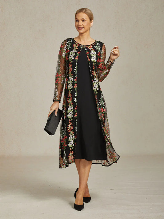 Long Floral Embroidered Lace Jacket