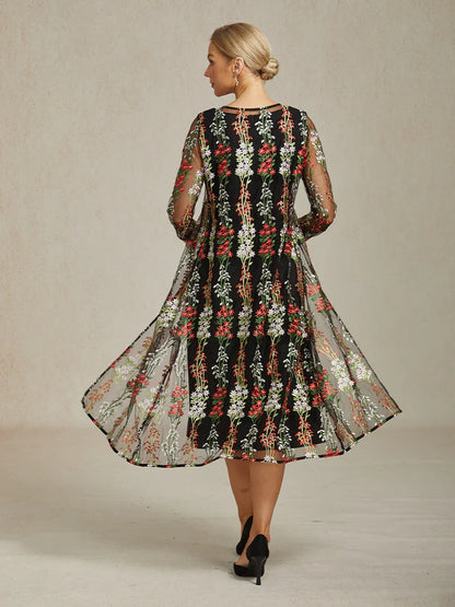 Long Floral Embroidered Lace Jacket