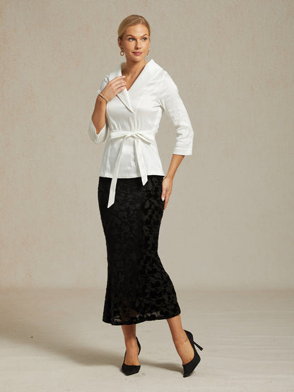 Long Floral Velvet Skirt with Fishtail
