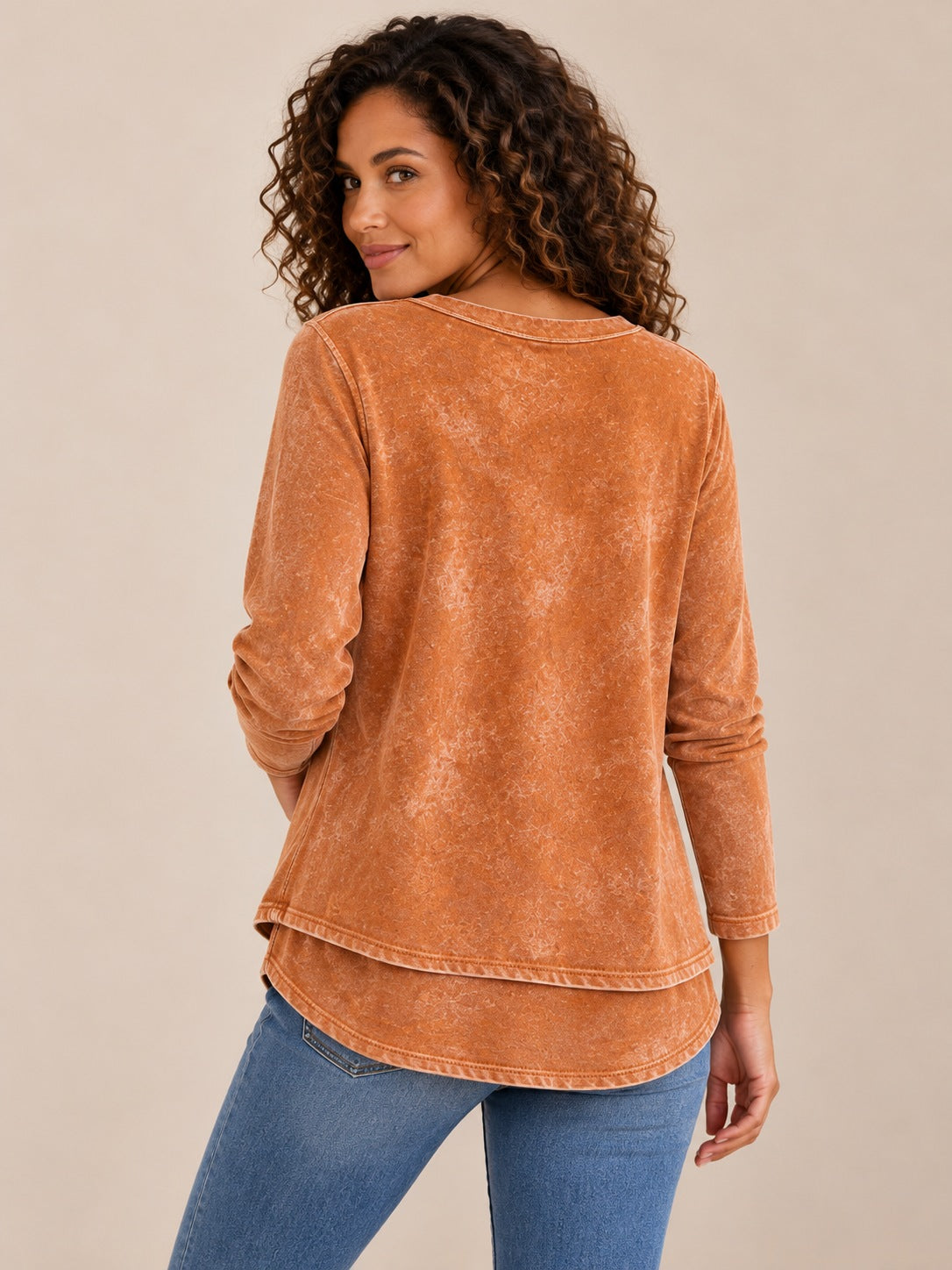 100% Washed Cotton Layered Top