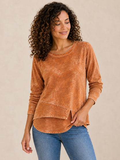 100% Washed Cotton Layered Top
