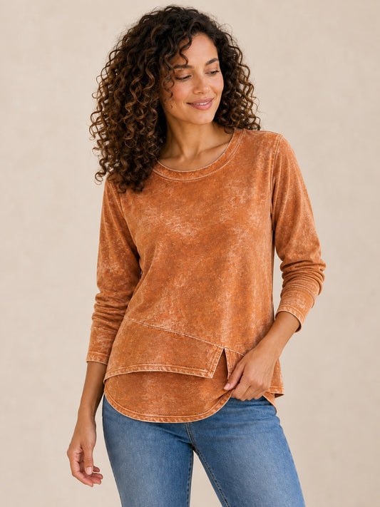 100% Washed Cotton Layered Top