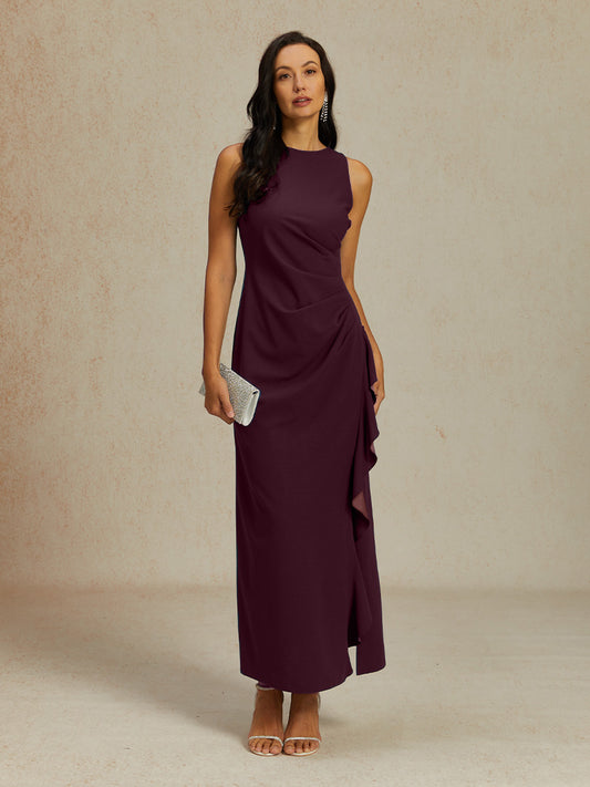 Stretch Formal Gown with Ruffle Detail