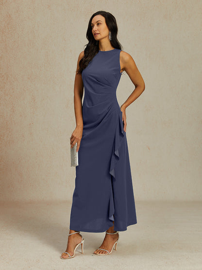 Stretch Formal Gown with Ruffle Detail