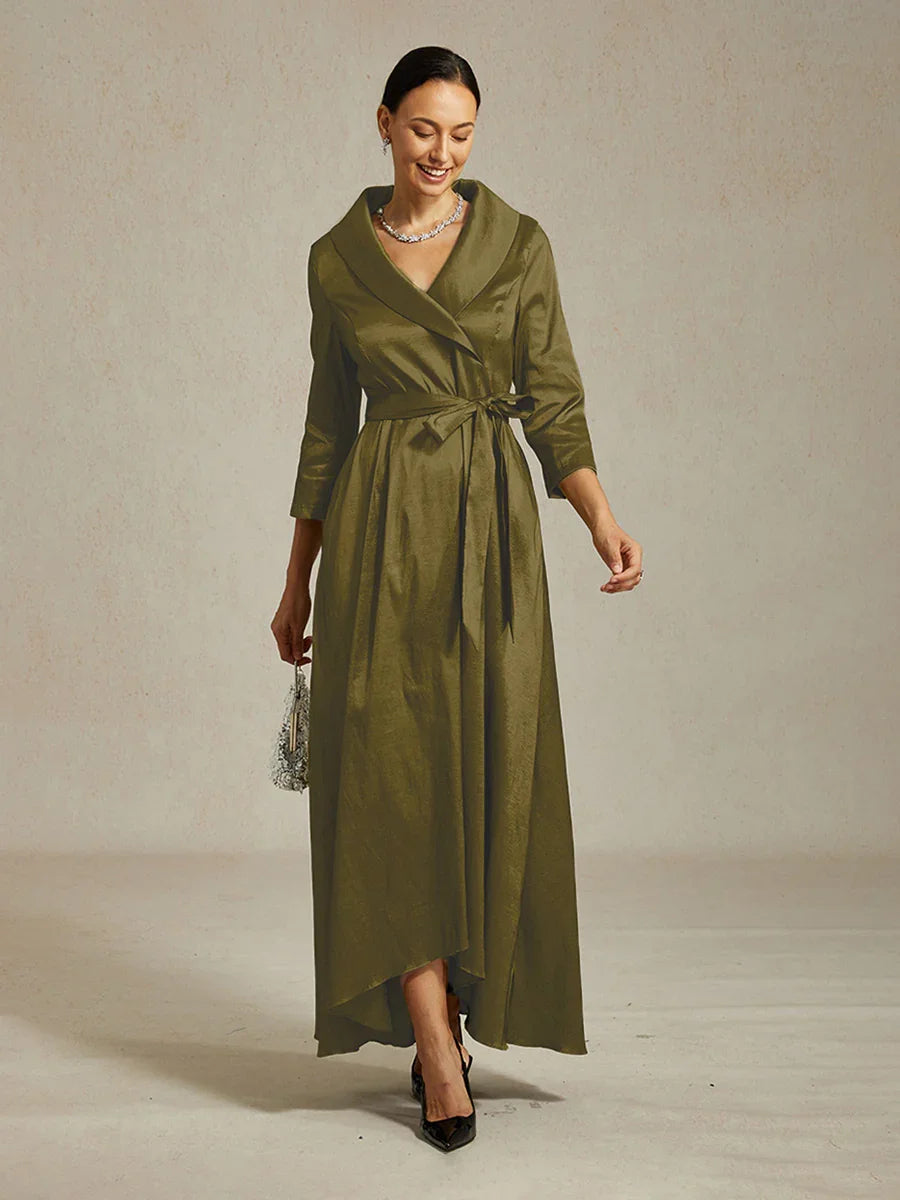Stretch Taffeta Cocktail Dress with Tie Belt