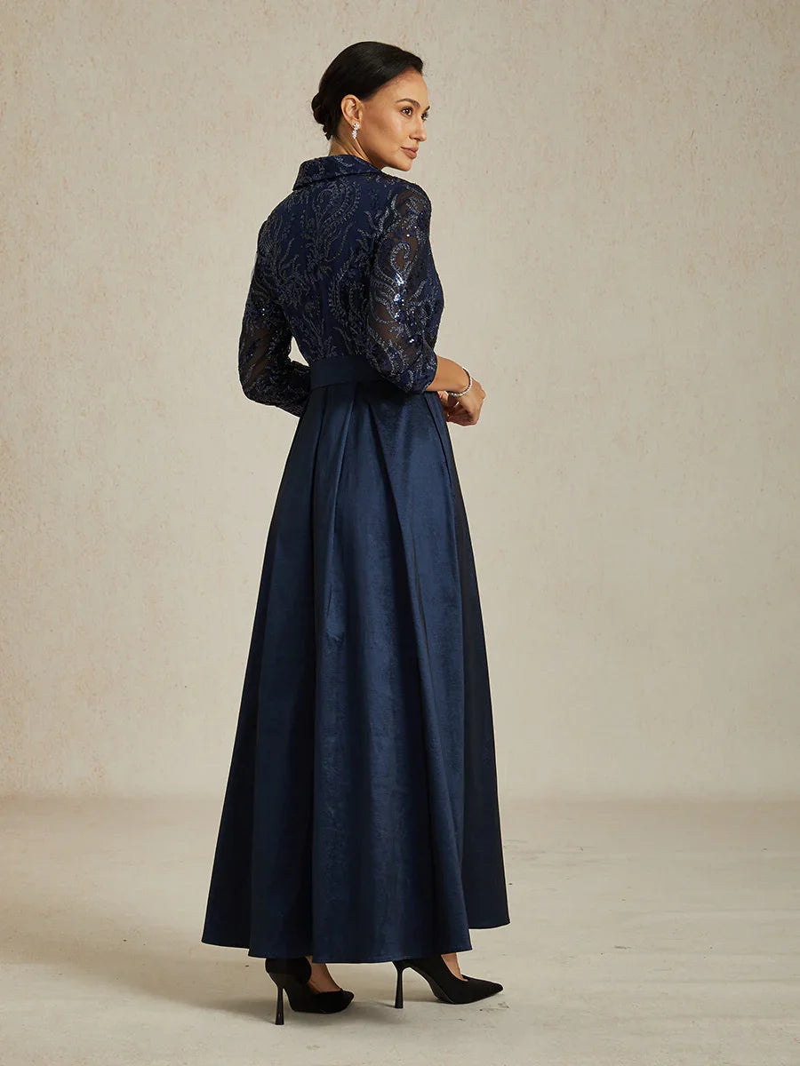 Florales Chiffon-Abendkleid mit asymmetrischem Saum
