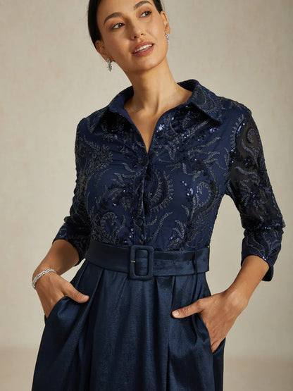 Florales Chiffon-Abendkleid mit asymmetrischem Saum