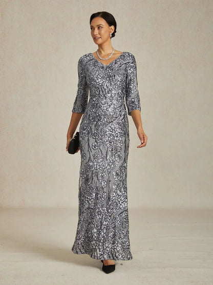 Robe élégante à paillettes, col en V, épaules dénudées