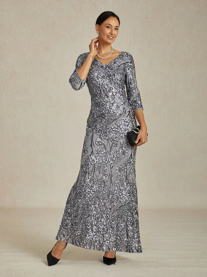 Robe élégante à paillettes, col en V, épaules dénudées