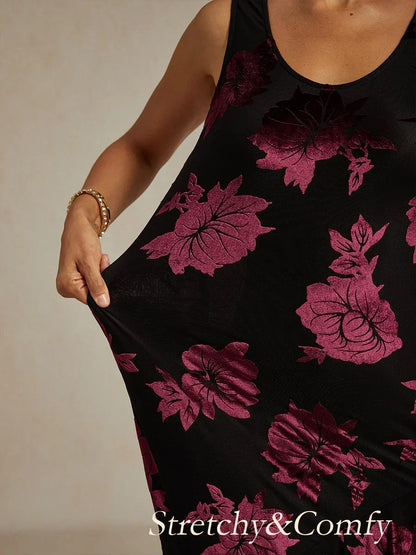 Floral Chiffon Evening Gown with Asymmetrical Hem