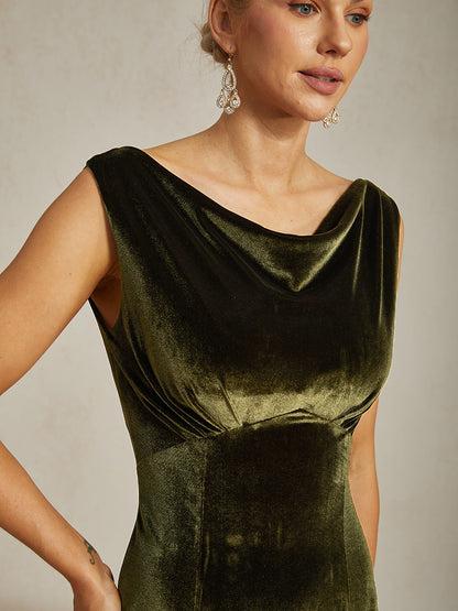 High-Stretch Velvet Sleeveless Maxi Dress