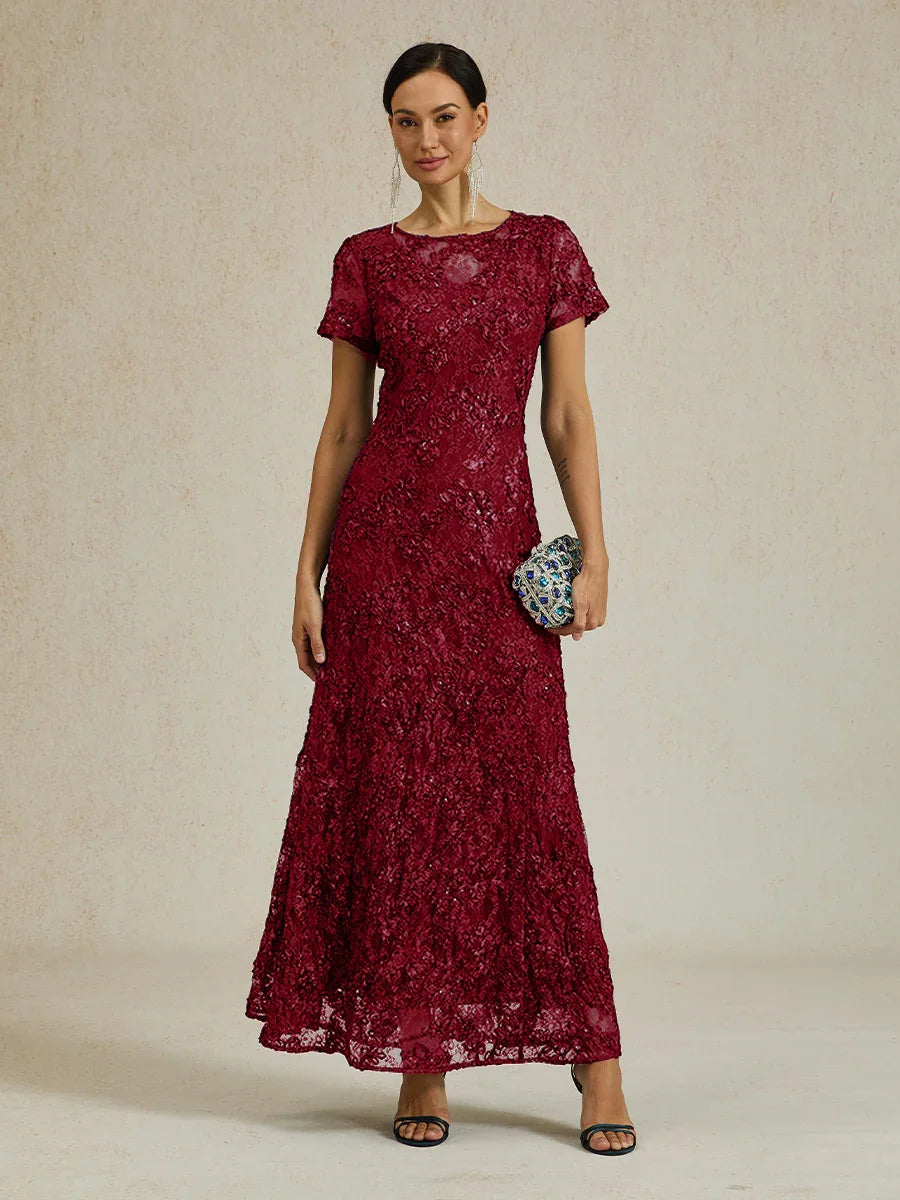 A-Linien-Kleid aus Rosettenspitze mit Paillettenverzierung