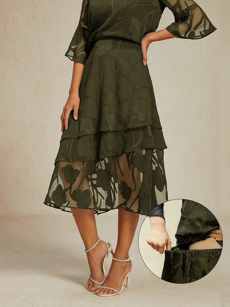 Bloemen Chiffon Midi Rok