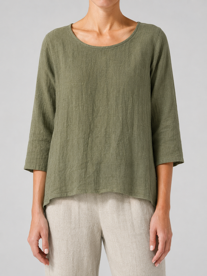 Women's Crew Neck 100% Cotton Blouse