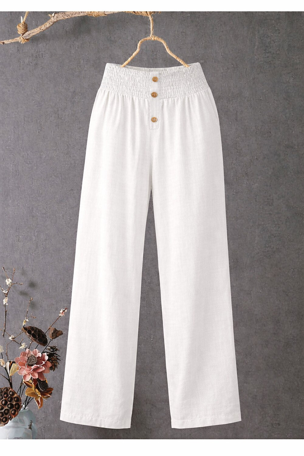 Women's Cotton Linen Wide Leg Pants