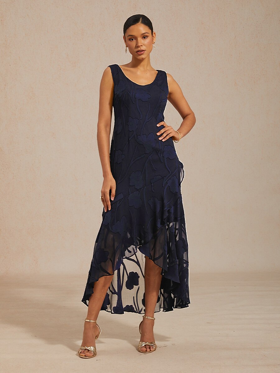 Floral Chiffon Evening Dress with Shawl