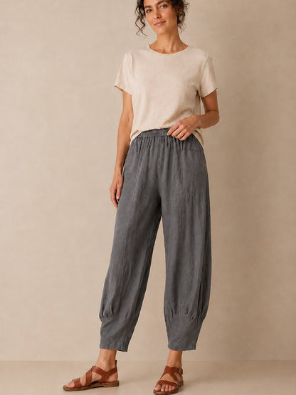 Premium Linen Wide-Leg Pocket Pants