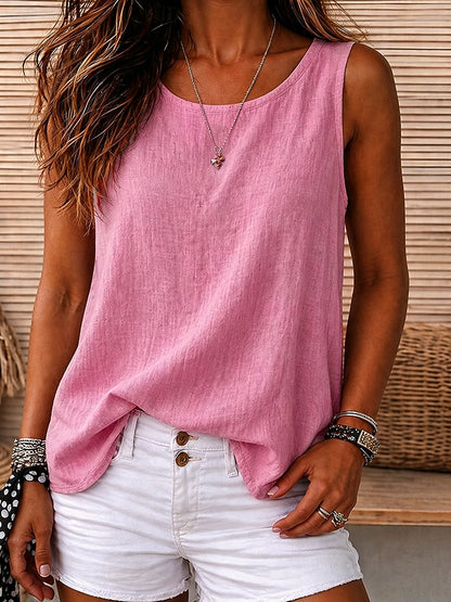 Cozy 100%Cotton Round Neck Sleeveless