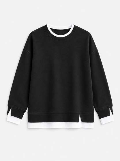Cotton Textured Patchwork Sweatshirt