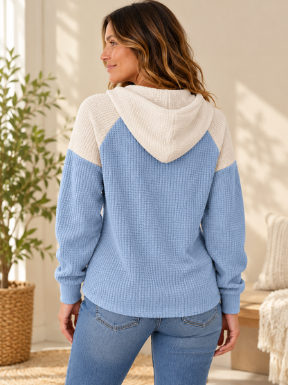 Cotton Waffle Zip Hoodie