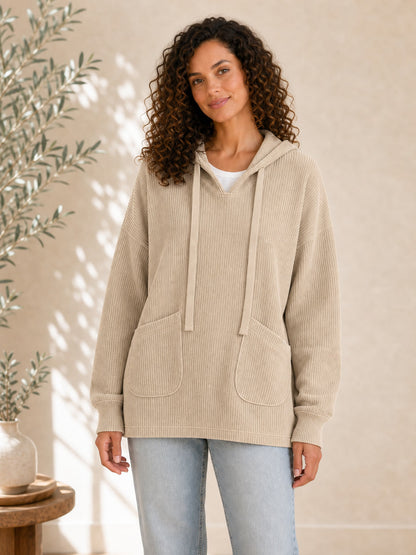 100% Cotton Corduroy Hooded Top