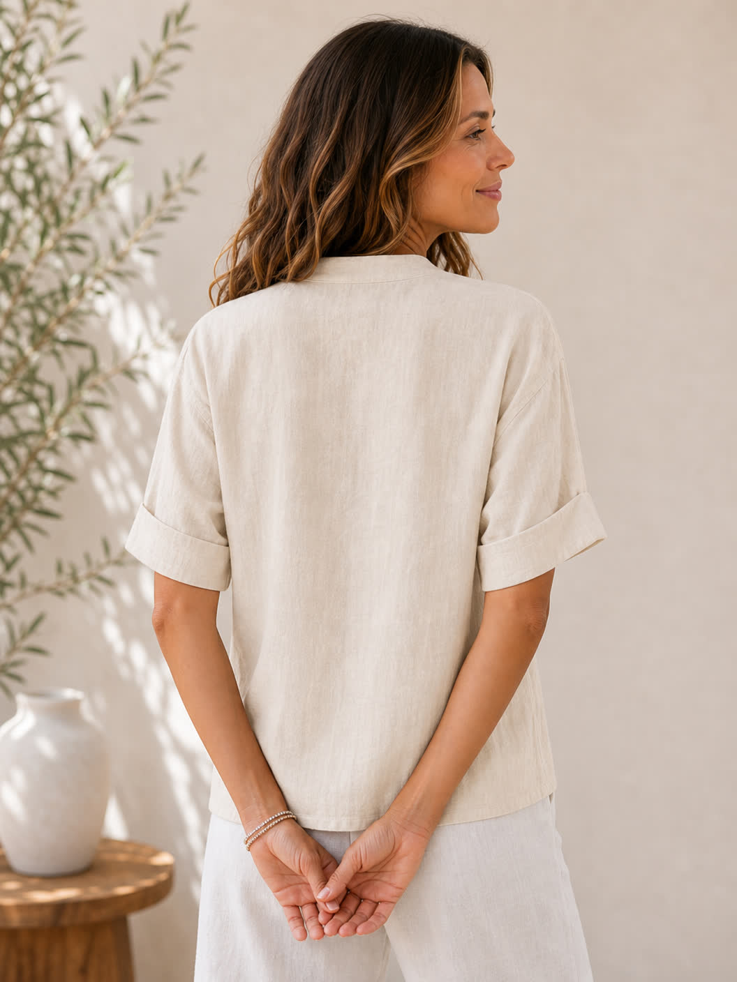 V Neck 100% Cotton Blouse