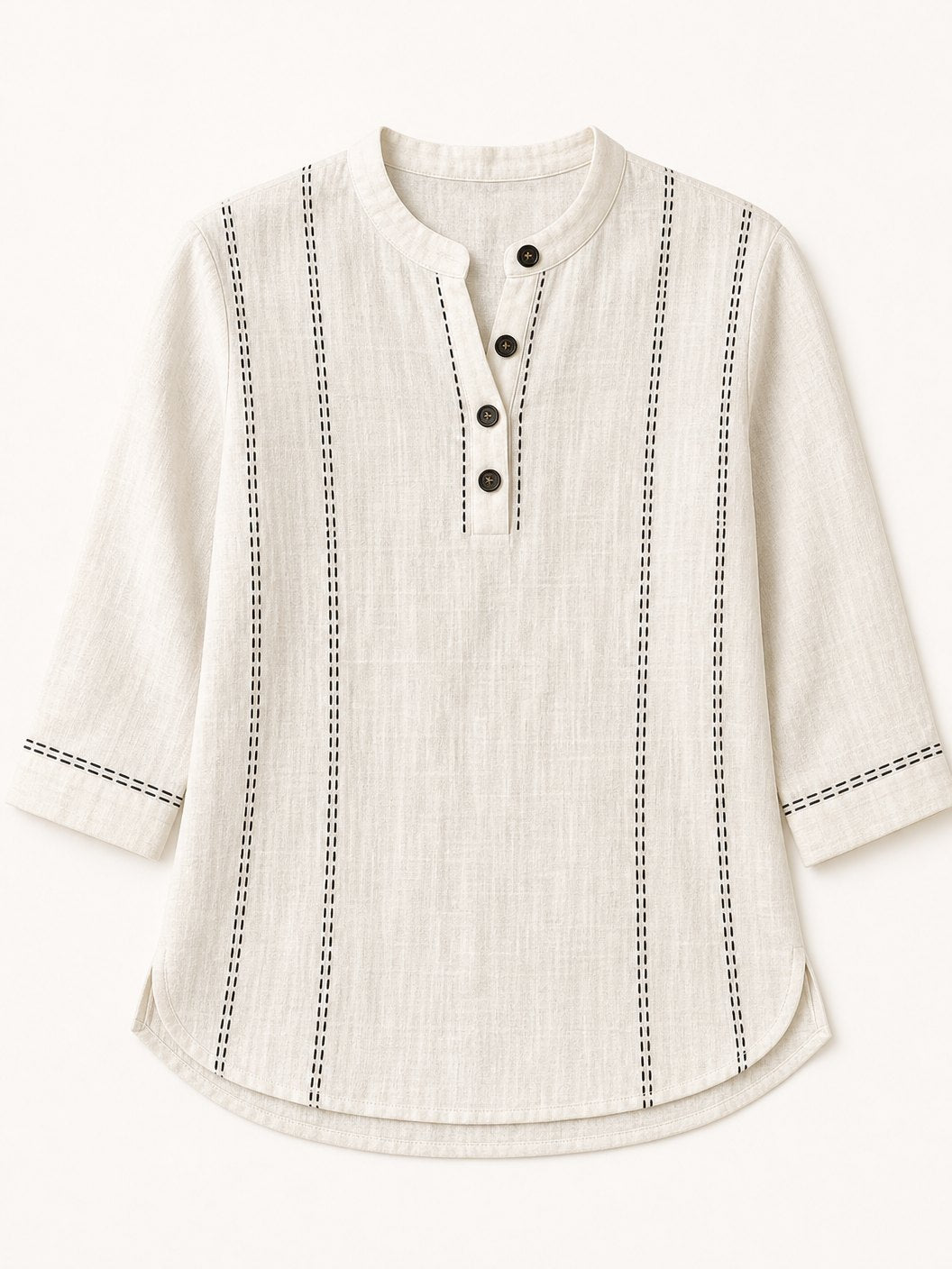 Cotton Linen Stand Shirt