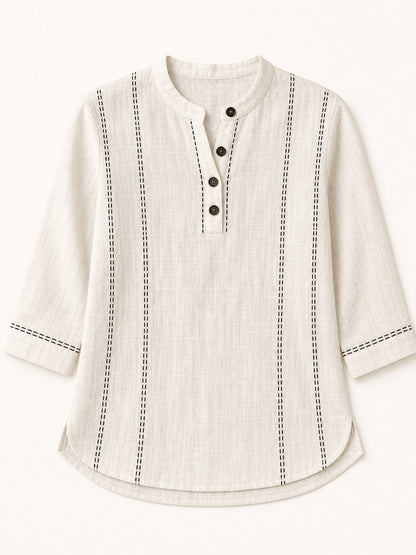 Cotton Linen Stand Shirt