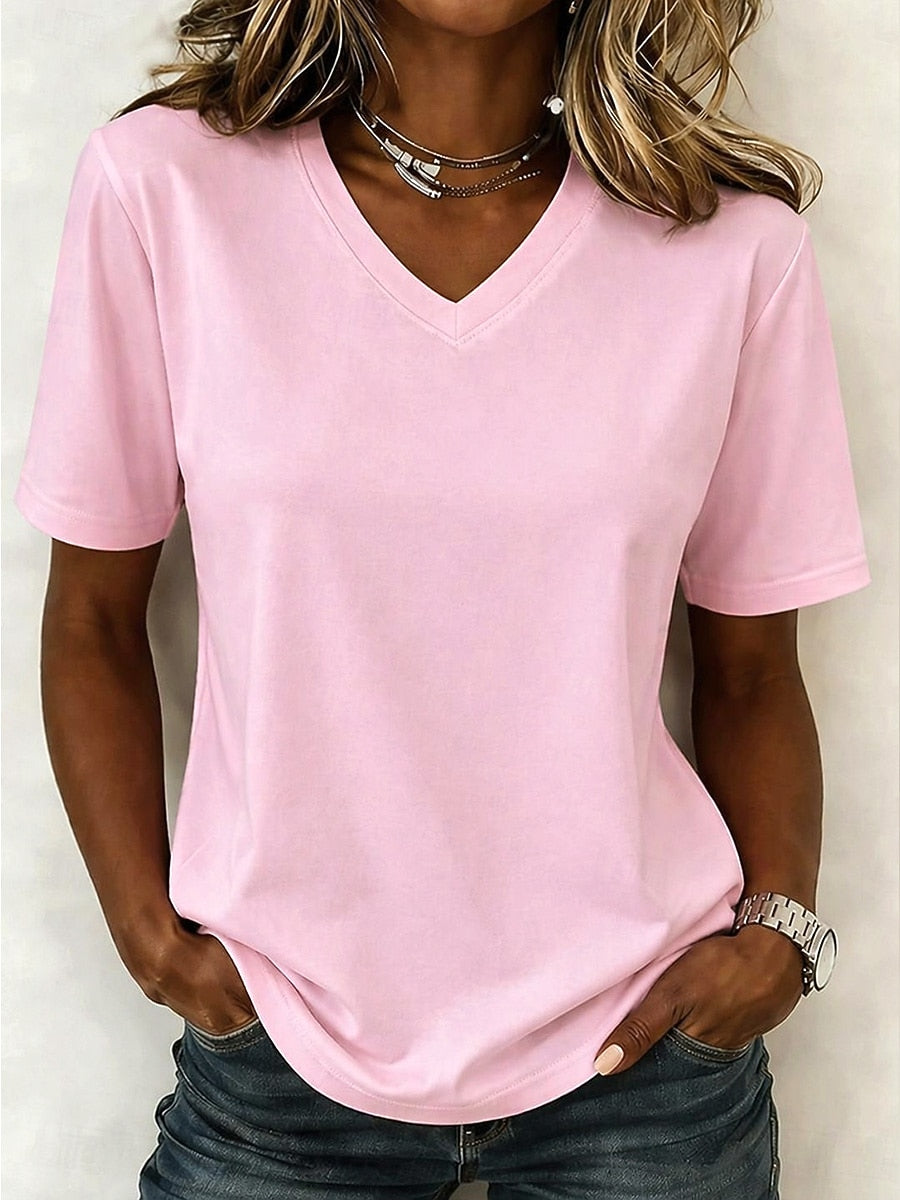 Women's 100% Cotton V Neck Tee