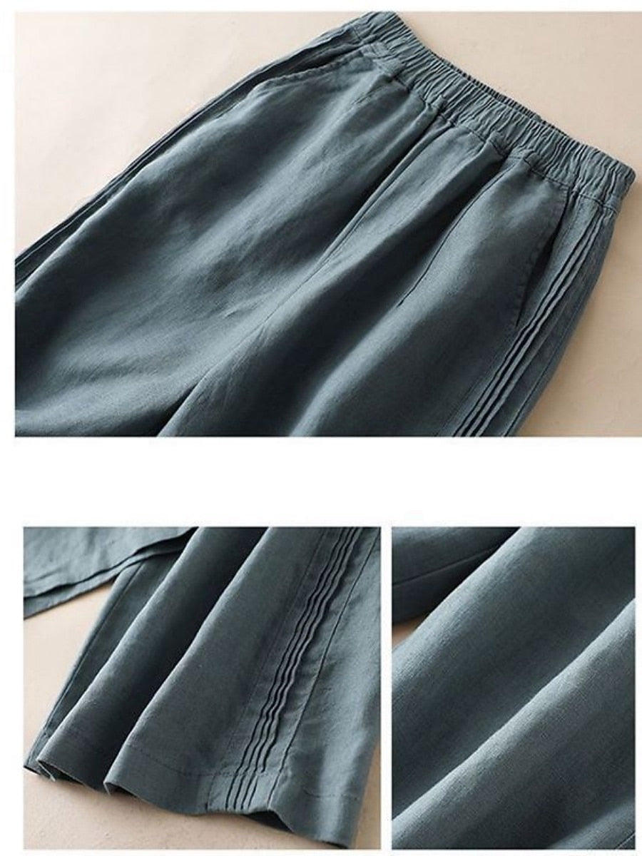 Women's Cotton Linen Wide Leg Pants
