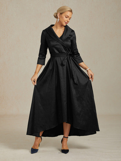 Florales Chiffon-Abendkleid mit asymmetrischem Saum
