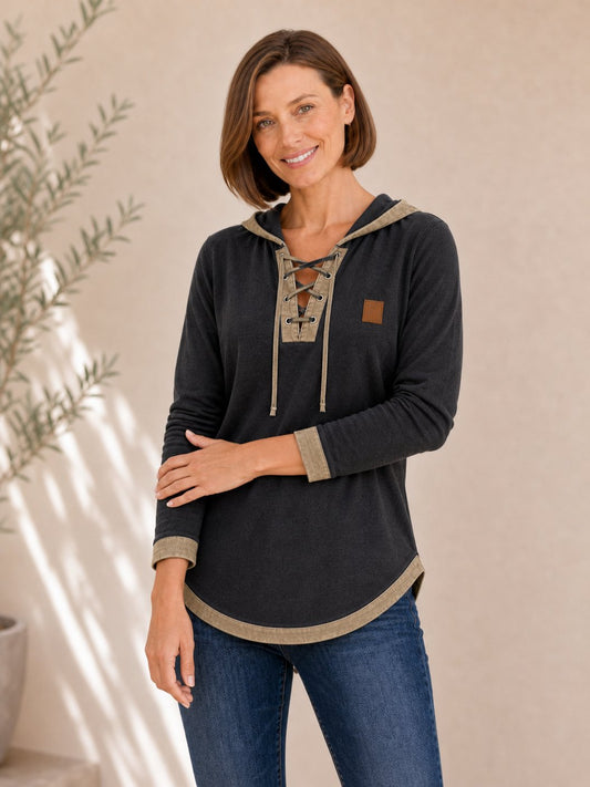 100% Washed Cotton Hooded Top