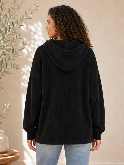 100% Cotton Corduroy Hooded Top