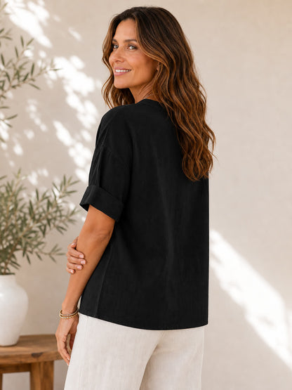 V Neck 100% Cotton Blouse
