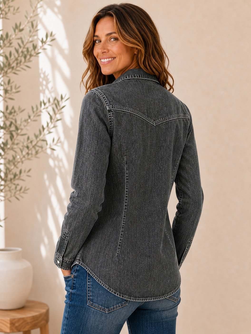 Washed Cotton Denim Shirt