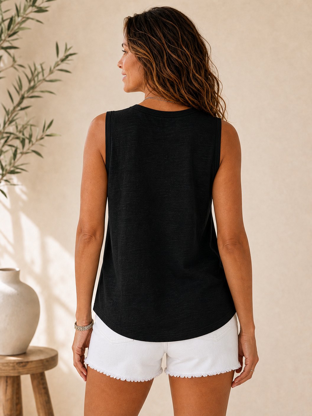 Cozy 100% Cotton Sleeveless V Neck