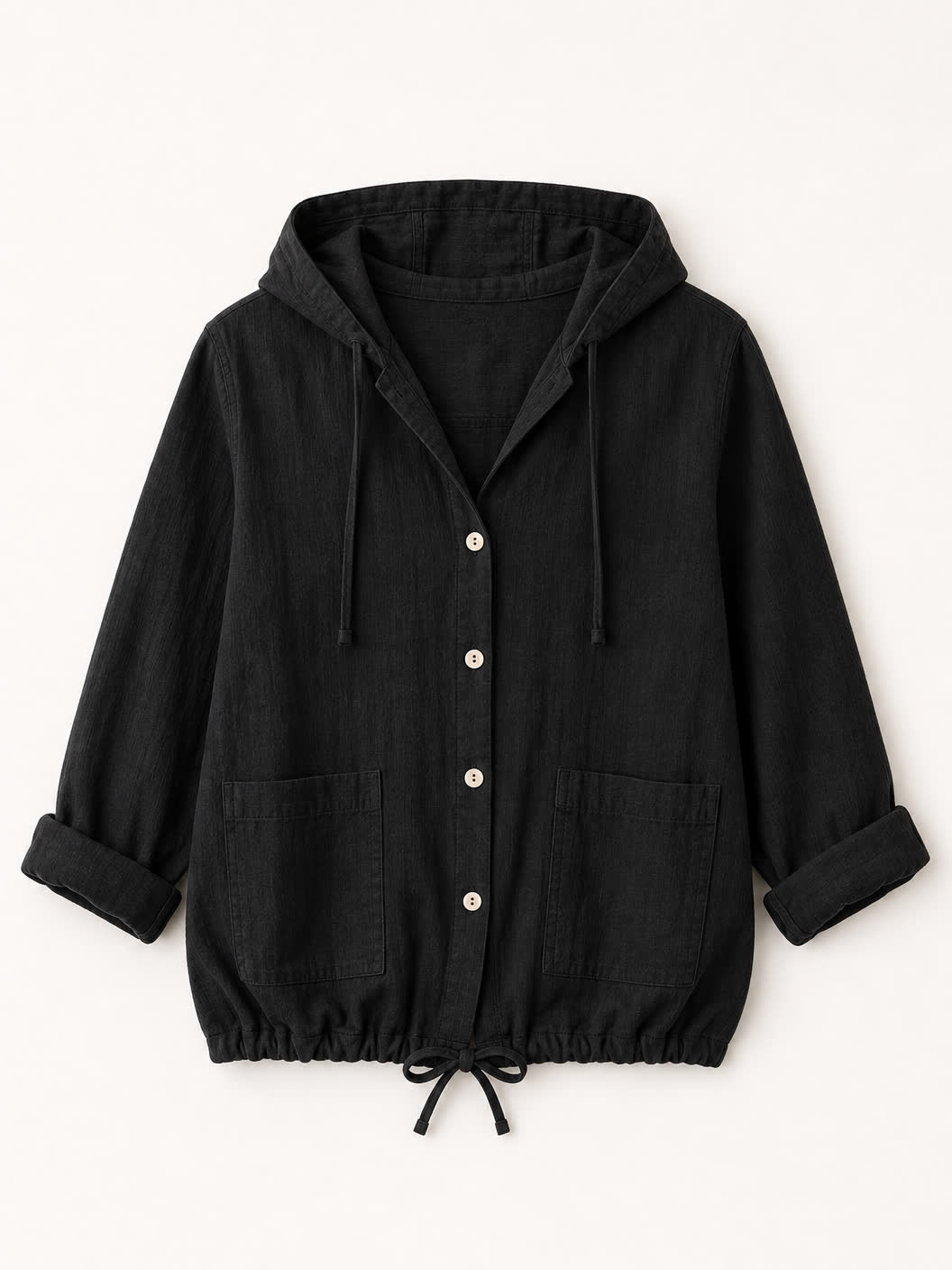 100% Cotton Hooded Drawstring Shirt