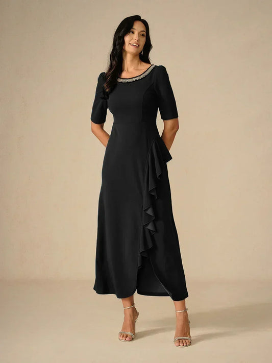Robe longue élégante à volants