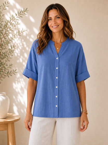 V Neck 100% Cotton Blouse