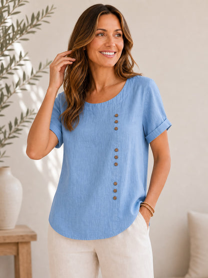 Soft Button 100% Cotton Blouse