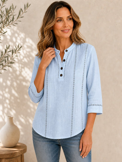 Cotton Linen Stand Shirt