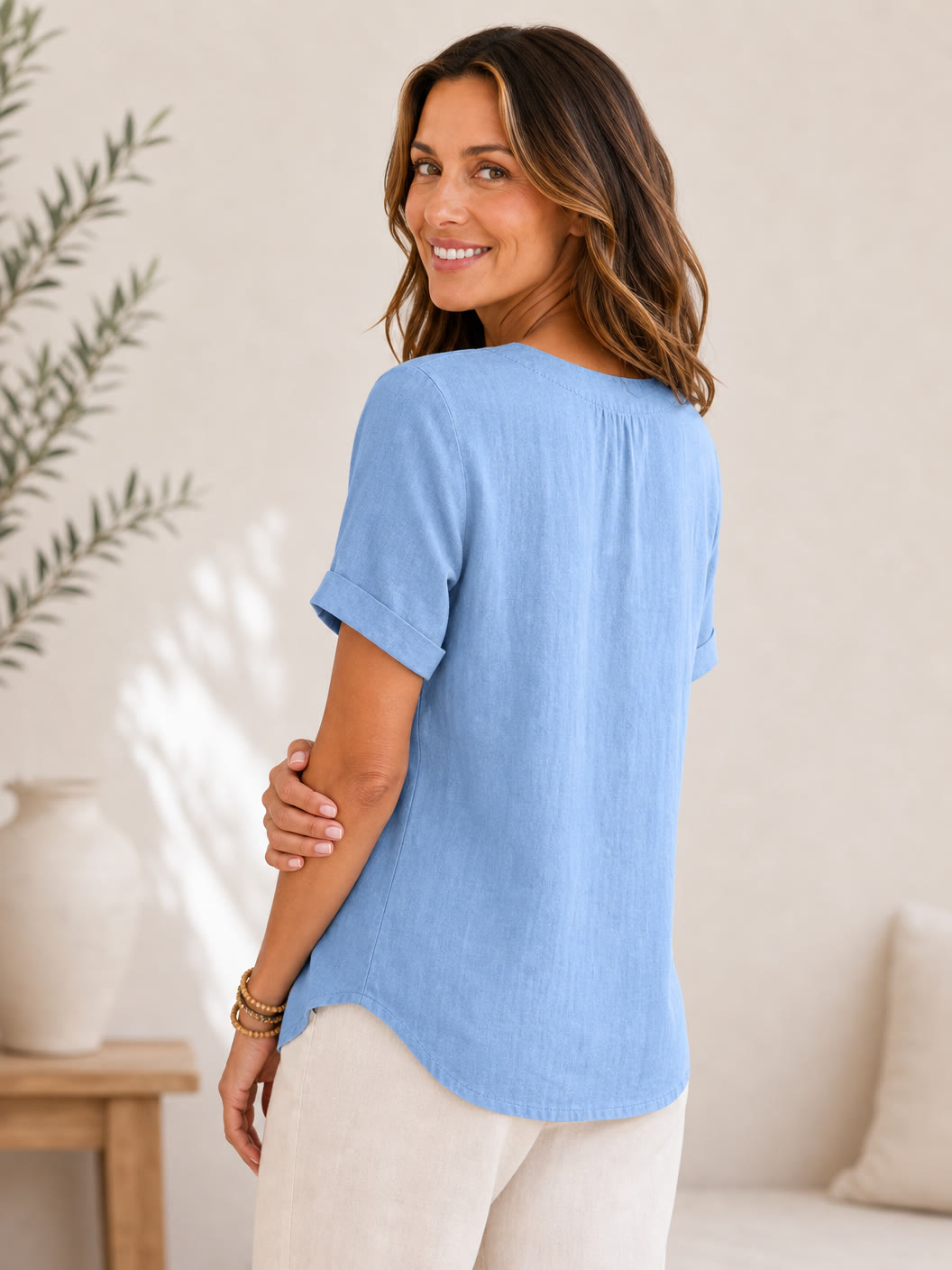 Soft Button 100% Cotton Blouse