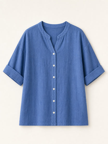 V Neck 100% Cotton Blouse