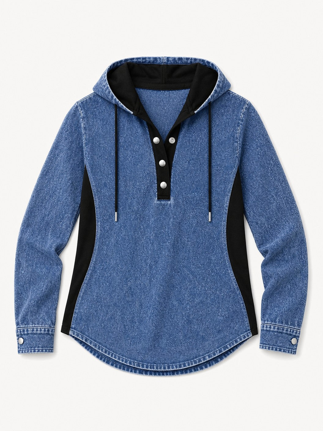 Patchwork Denim Hooded Shirt