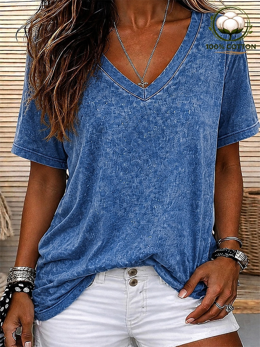 Women's 100% Cotton V Neck Tee