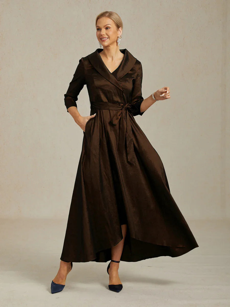 Florales Chiffon-Abendkleid mit asymmetrischem Saum