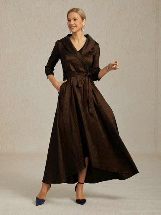 Florales Chiffon-Abendkleid mit asymmetrischem Saum