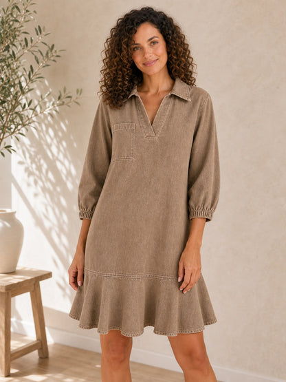 Knee-Length Denim Dress
