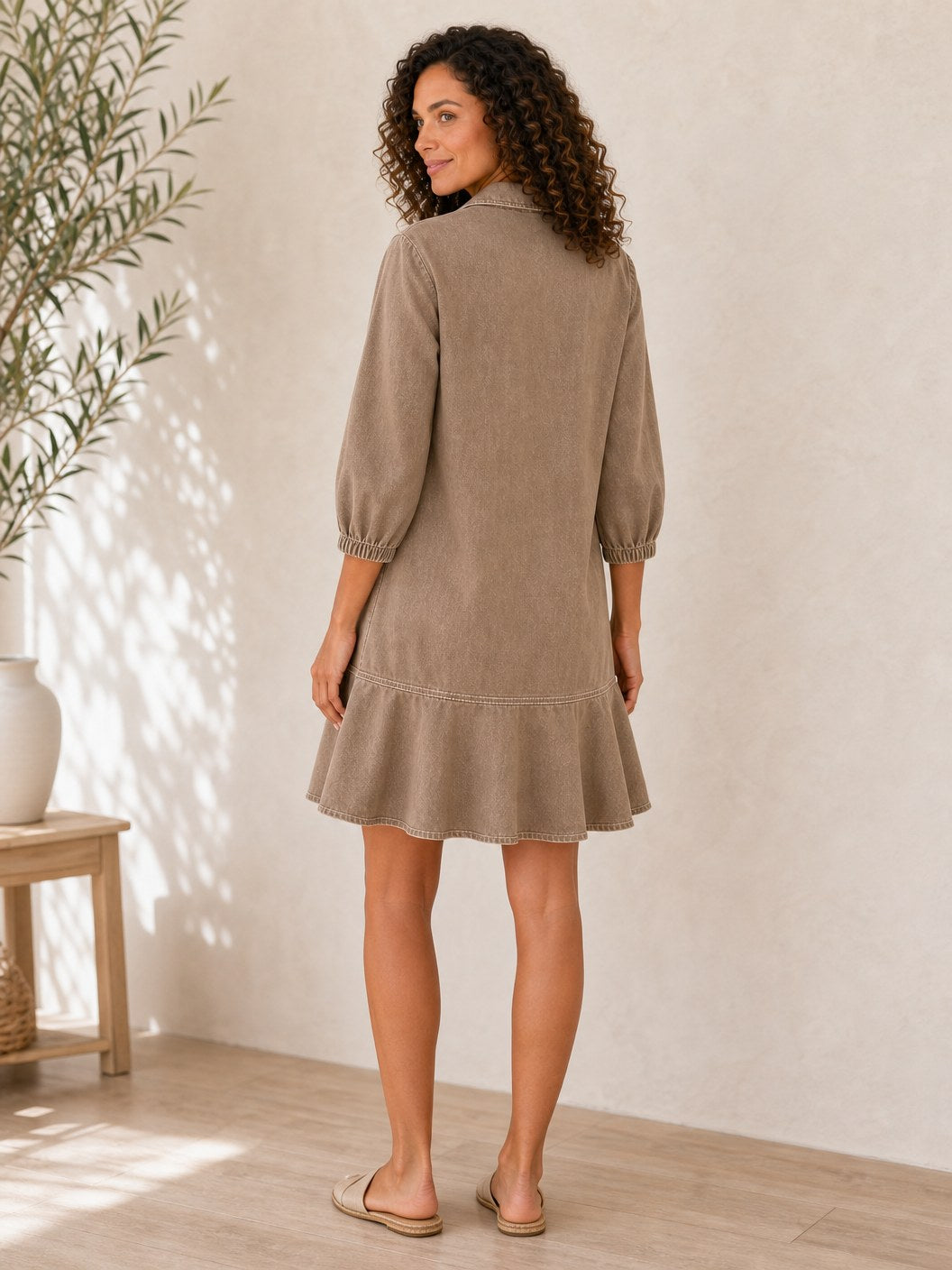 Knee-Length Denim Dress